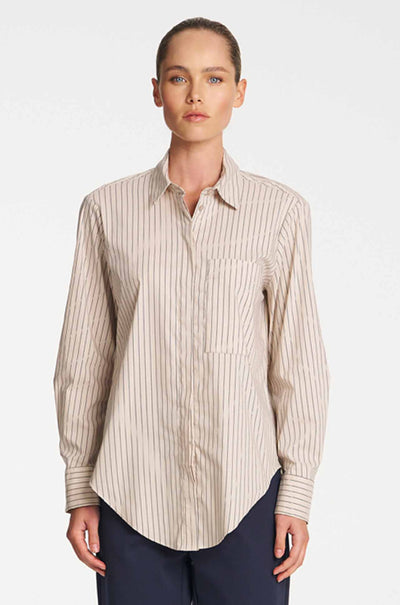 Mela Purdie - Saville Shirt in Pin Stripe Microprene