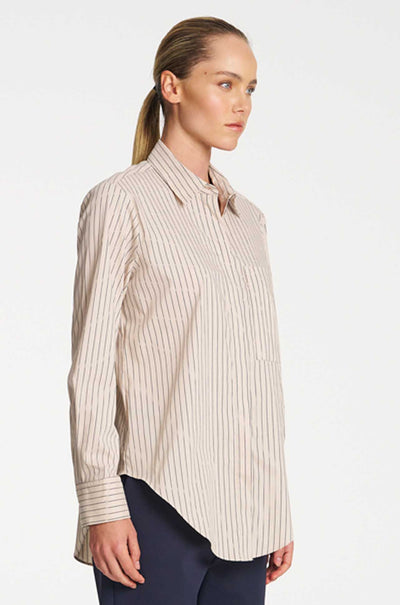 Mela Purdie - Saville Shirt in Pin Stripe Microprene