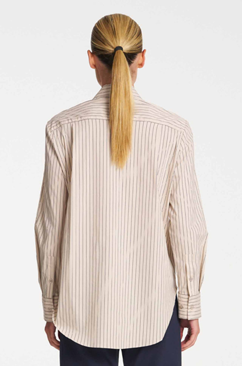Mela Purdie - Saville Shirt in Pin Stripe Microprene