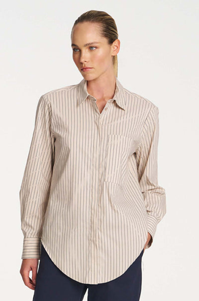 Mela Purdie - Saville Shirt in Pin Stripe Microprene