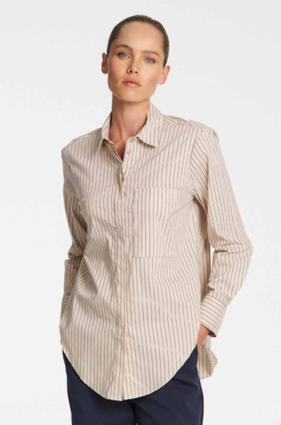 Mela Purdie - Saville Shirt in Pin Stripe Microprene