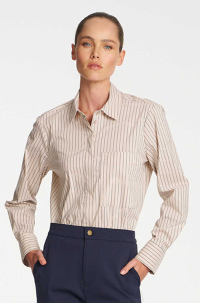 Mela Purdie - Saville Shirt in Pin Stripe Microprene