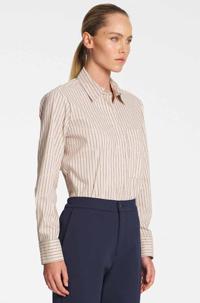 Mela Purdie - Saville Shirt in Pin Stripe Microprene