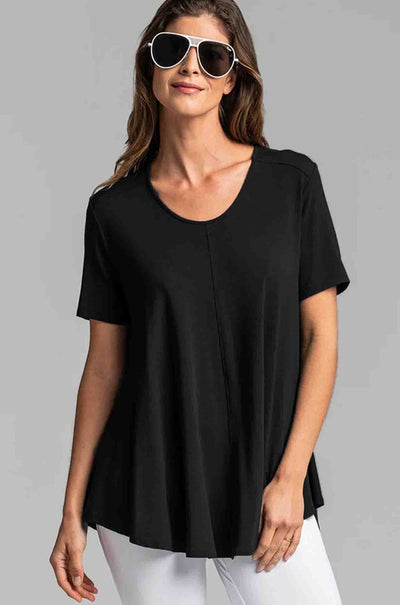 Paula Ryan - Scoop Neck SS Swing Tunic in Black