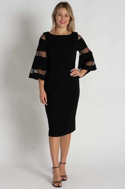 Joseph Ribkoff - Scuba Crepe with Mesh Sheath Dress