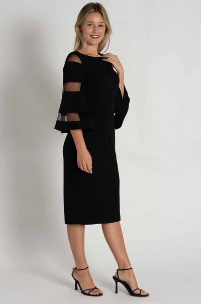 Joseph Ribkoff - Scuba Crepe with Mesh Sheath Dress