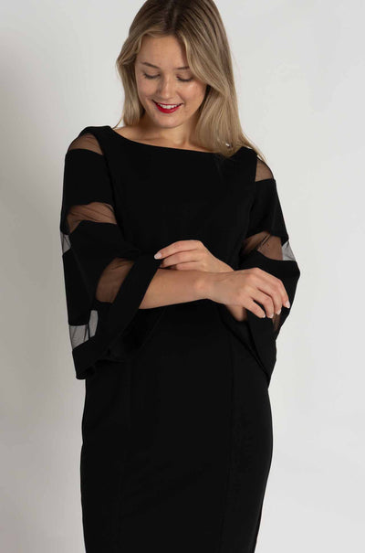 Joseph Ribkoff - Scuba Crepe with Mesh Sheath Dress