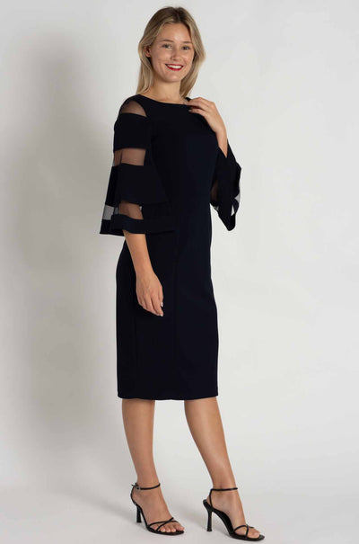 Joseph Ribkoff - Scuba Crepe with Mesh Sheath Dress