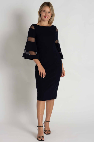 Joseph Ribkoff - Scuba Crepe with Mesh Sheath Dress