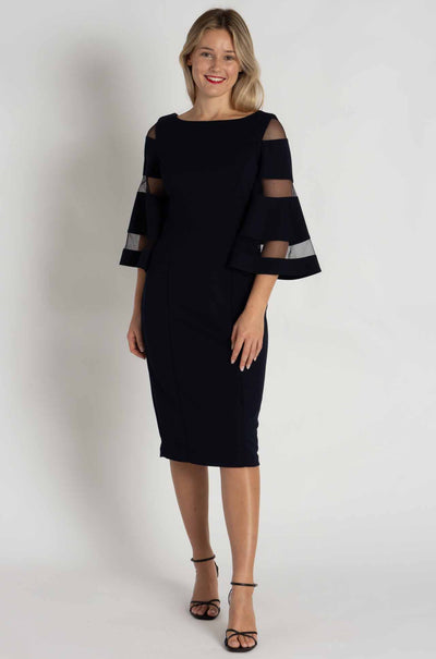 Joseph Ribkoff - Scuba Crepe with Mesh Sheath Dress