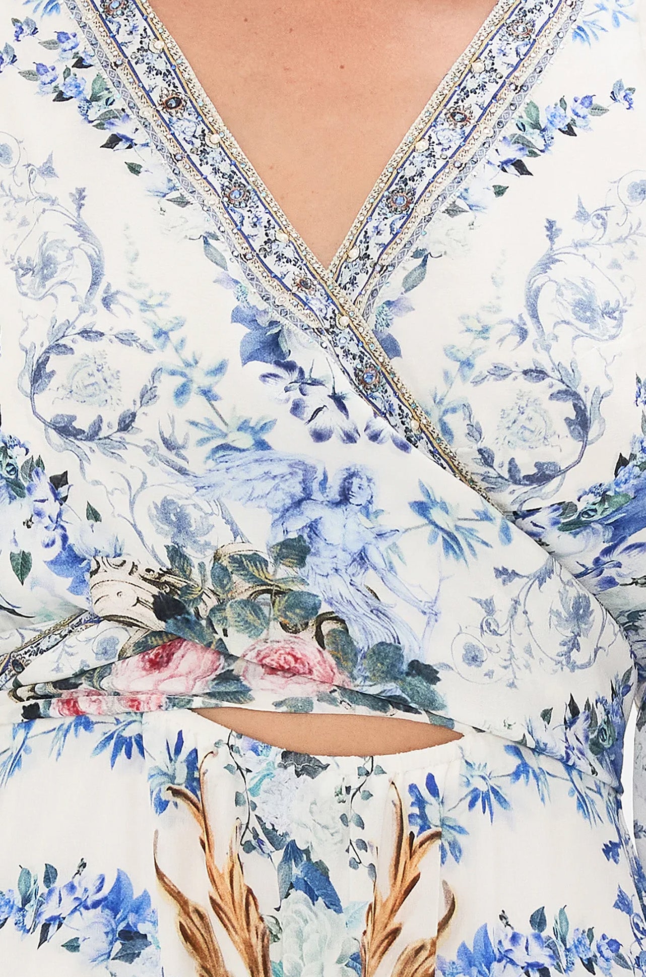 Camilla - Season Of The Siren Wrap Tie Dress w/ Blouson Sleeve