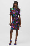 Joseph Ribkoff - Sequined Mesh Floral Print Sheath Dress
