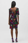 Joseph Ribkoff - Sequined Mesh Floral Print Sheath Dress