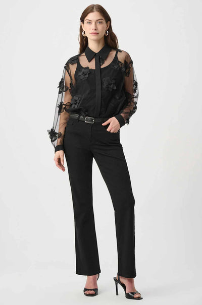 Joseph Ribkoff - Sheer Textured Flower Appliqué Blouse
