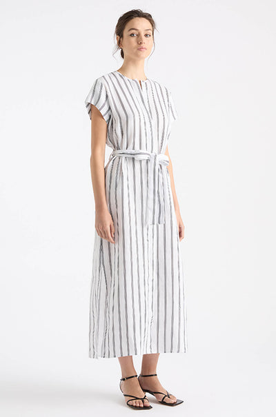 Mela Purdie - Shell Dress in Trio Stripe Print Linen