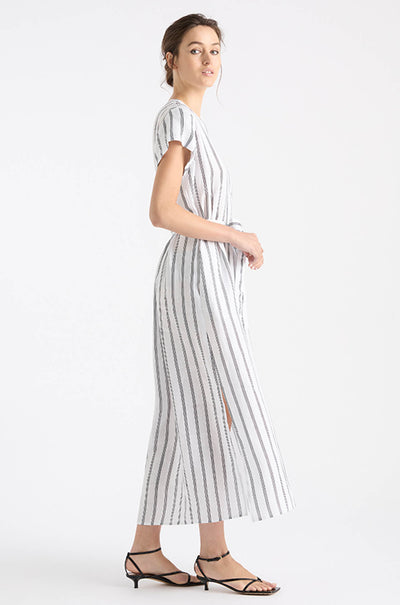 Mela Purdie - Shell Dress in Trio Stripe Print Linen