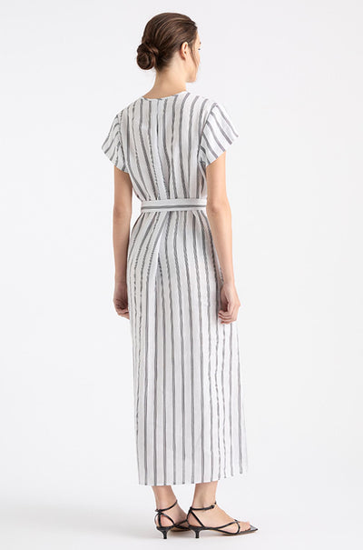Mela Purdie - Shell Dress in Trio Stripe Print Linen
