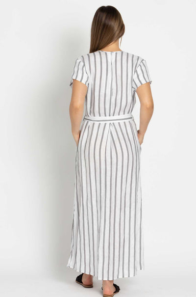 Mela Purdie - Shell Dress in Trio Stripe Print Linen