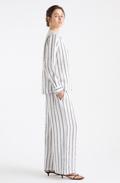 Mela Purdie - Shell Shirt in Trio Stripe Print Linen