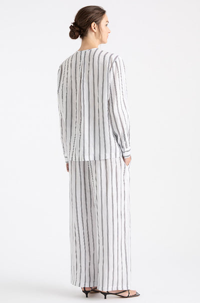 Mela Purdie - Shell Shirt in Trio Stripe Print Linen