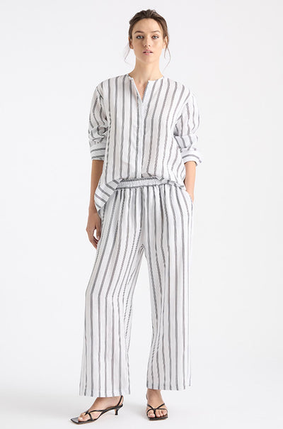 Mela Purdie - Shell Shirt in Trio Stripe Print Linen