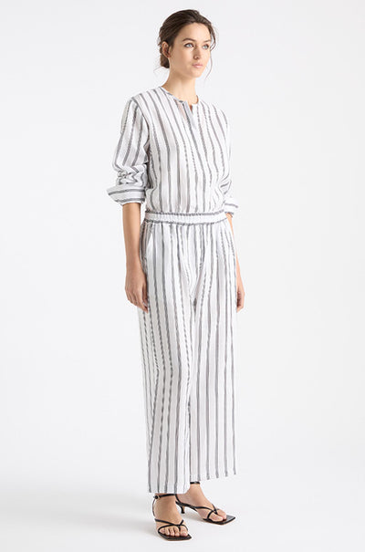 Mela Purdie - Shell Shirt in Trio Stripe Print Linen