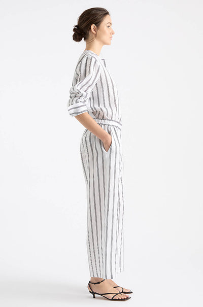 Mela Purdie - Shell Shirt in Trio Stripe Print Linen