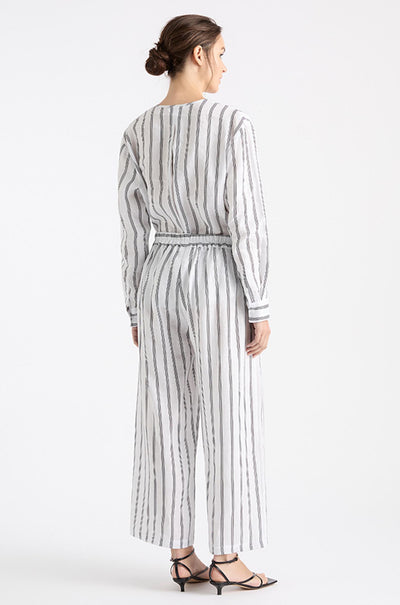 Mela Purdie - Shell Shirt in Trio Stripe Print Linen