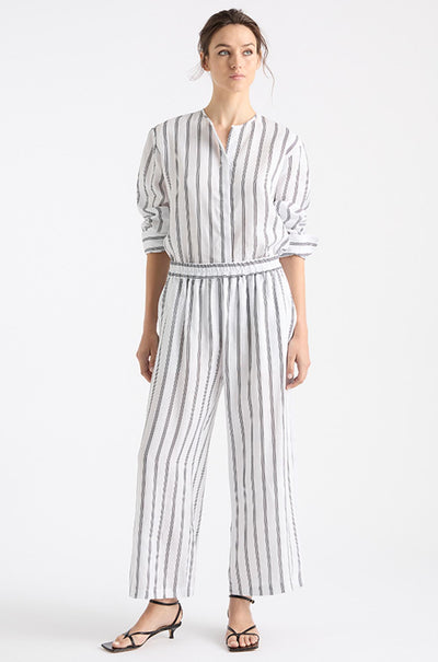 Mela Purdie - Shell Shirt in Trio Stripe Print Linen