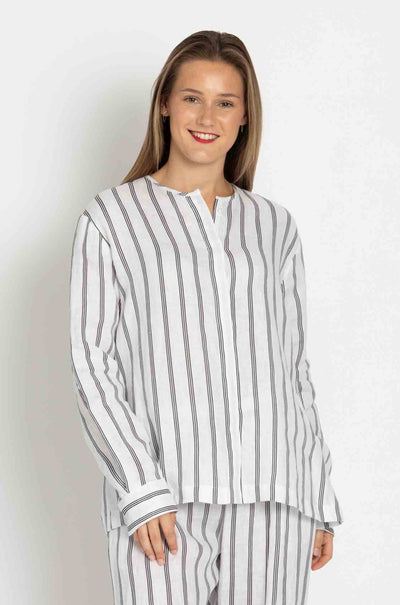 Mela Purdie - Shell Shirt in Trio Stripe Print Linen