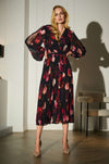 Joseph Ribkoff - Signature Pleated Chiffon Floral Fit and Flare Dress