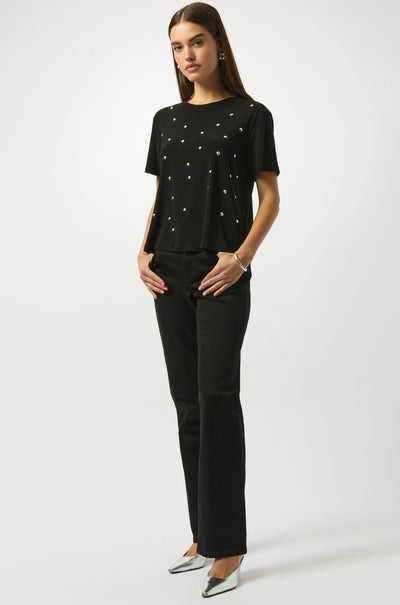 Joseph Ribkoff - Silky Knit Embellished Boxy Tshirt