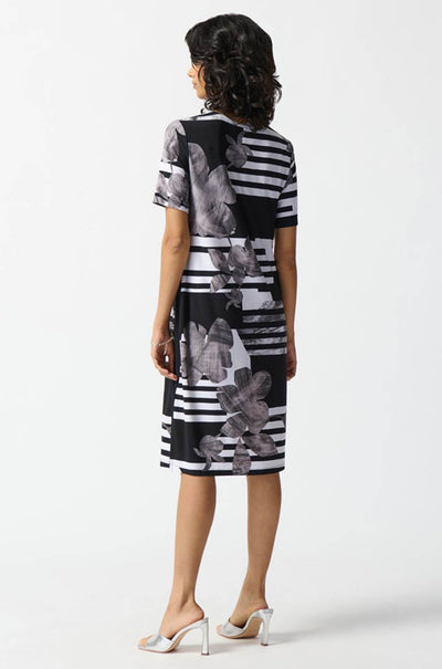 Joseph Ribkoff - Silky Knit Floral Stripe Straight Dress