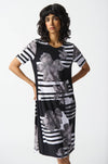 Joseph Ribkoff - Silky Knit Floral Stripe Straight Dress