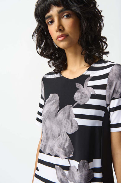 Joseph Ribkoff - Silky Knit Floral Stripe Straight Dress