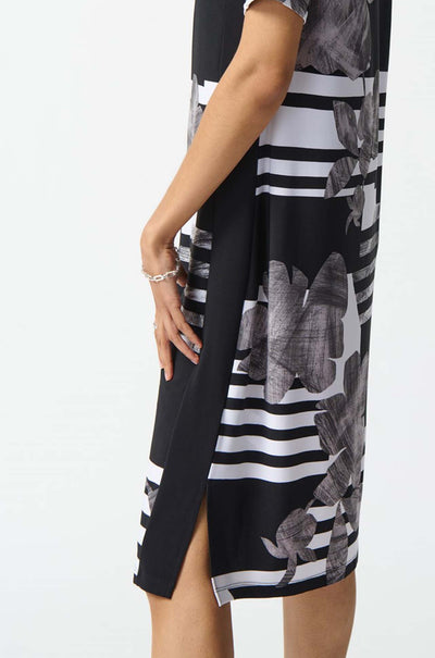 Joseph Ribkoff - Silky Knit Floral Stripe Straight Dress