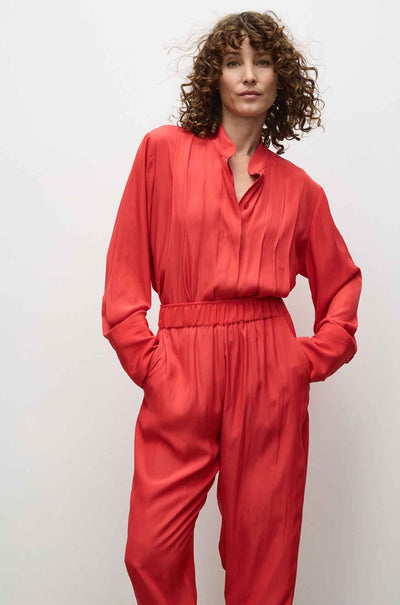 Mela Purdie - Smooth Pleat Blouse in Poppy