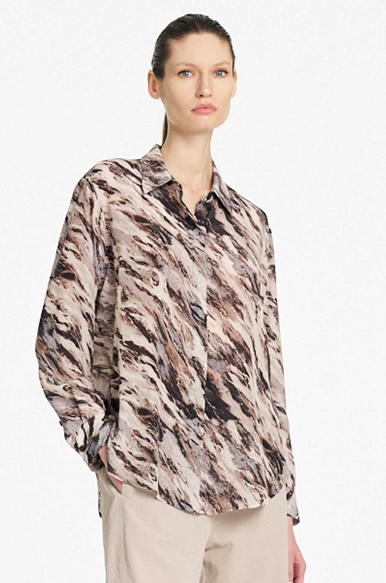Mela Purdie - Soft Shirt in Agate Print Silk