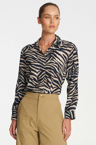 Mela Purdie - Soft Shirt in Brush Print Silk