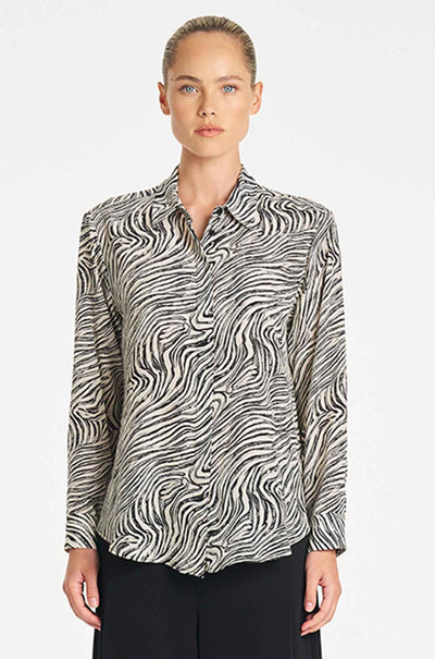 Mela Purdie - Soft Shirt in Fossil Print Silk