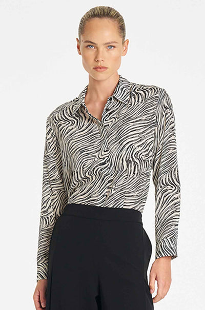 Mela Purdie - Soft Shirt in Fossil Print Silk