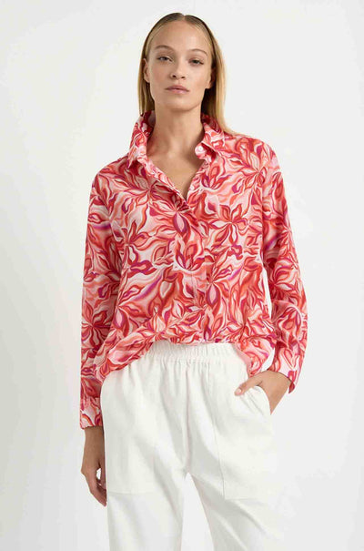 Mela Purdie - Soft Shirt in Tangello Print Silk