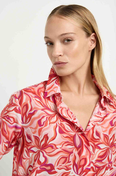 Mela Purdie - Soft Shirt in Tangello Print Silk