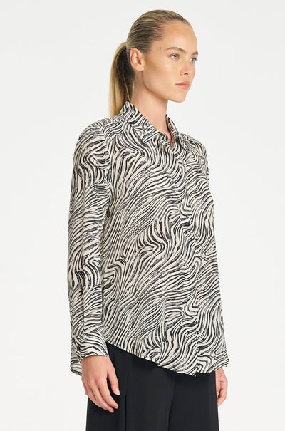 Mela Purdie - Soft Shirt in Fossil Print Silk