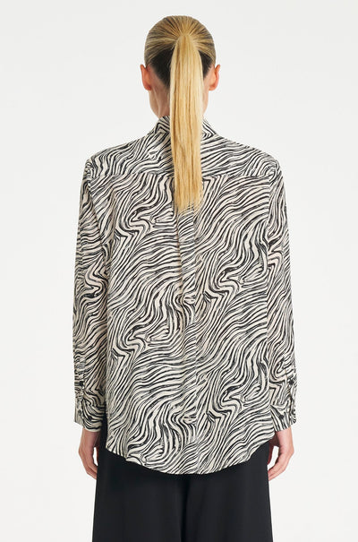 Mela Purdie - Soft Shirt in Fossil Print Silk