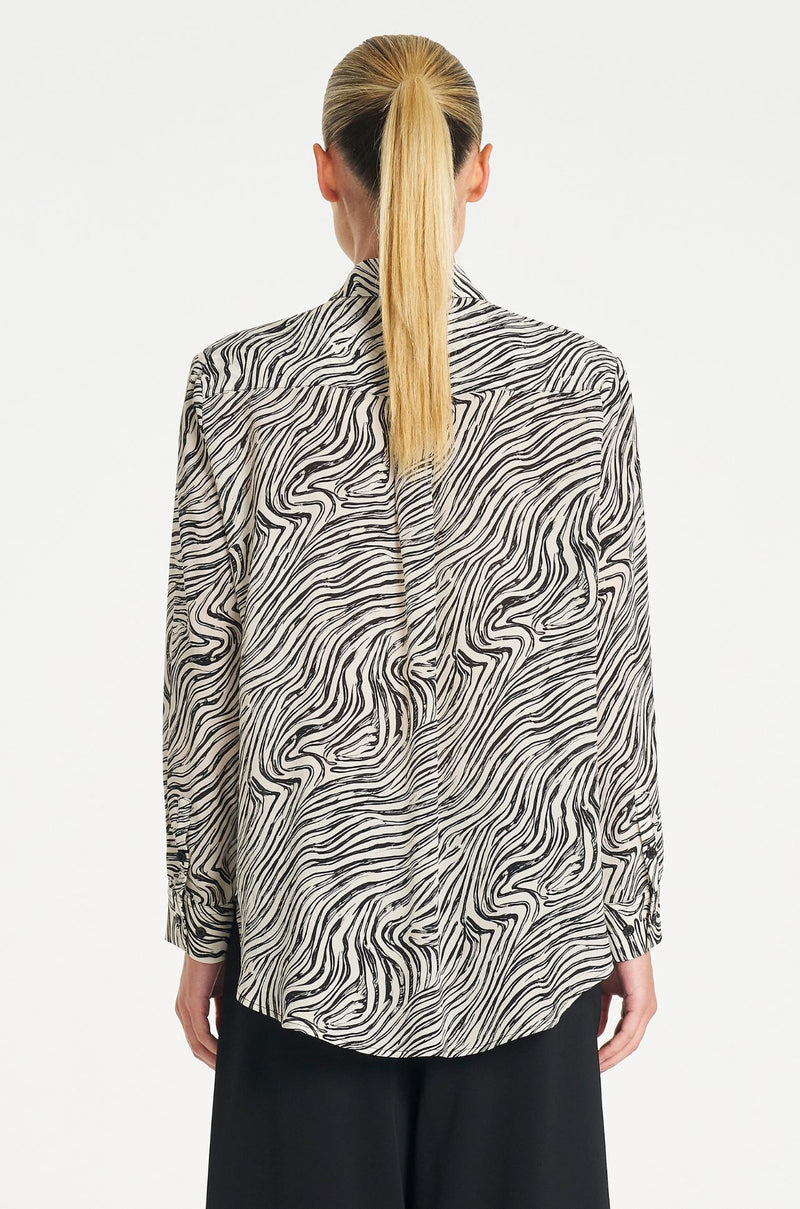 Mela Purdie - Soft Shirt in Fossil Print Silk
