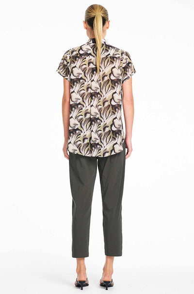 Mela Purdie - Soft Stand Shirt in Bayleaf Print Silk