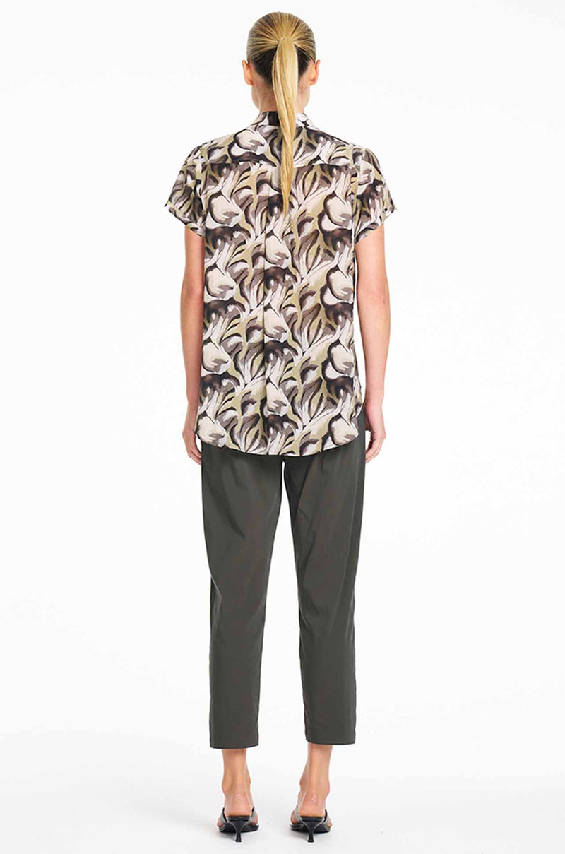 Mela Purdie - Soft Stand Shirt in Bayleaf Print Silk