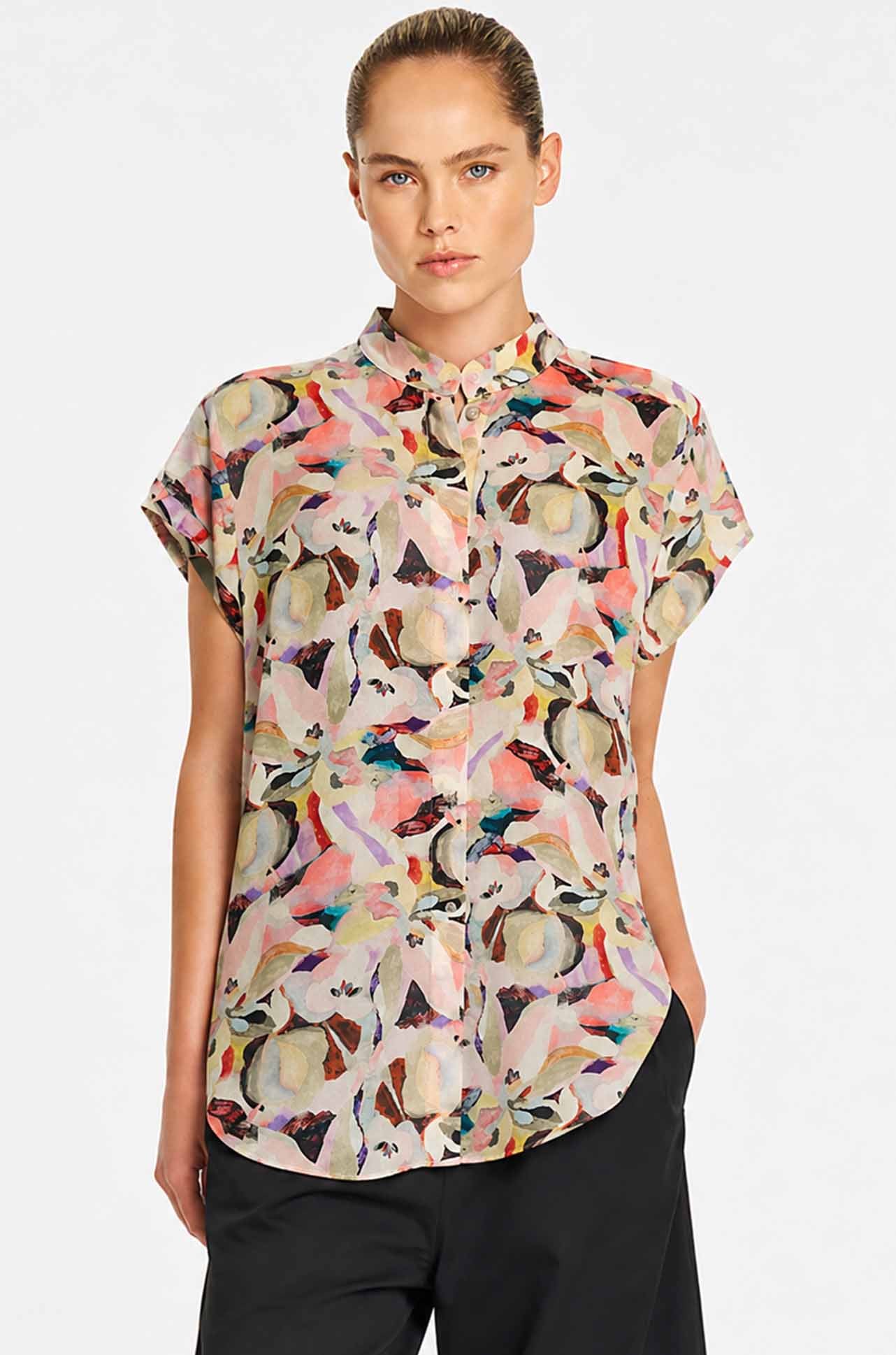 Mela Purdie - Soft Stand Shirt in Cezanne Print Silk