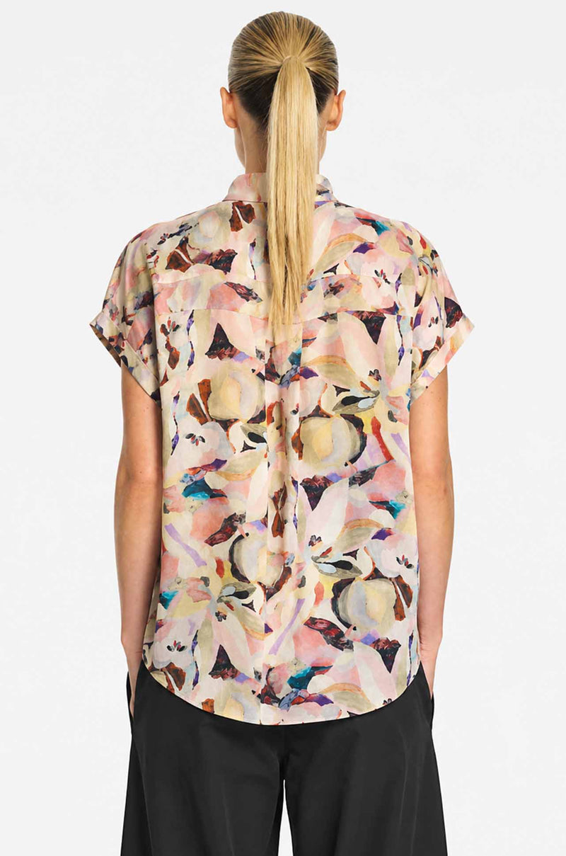 Mela Purdie - Soft Stand Shirt in Cezanne Print Silk
